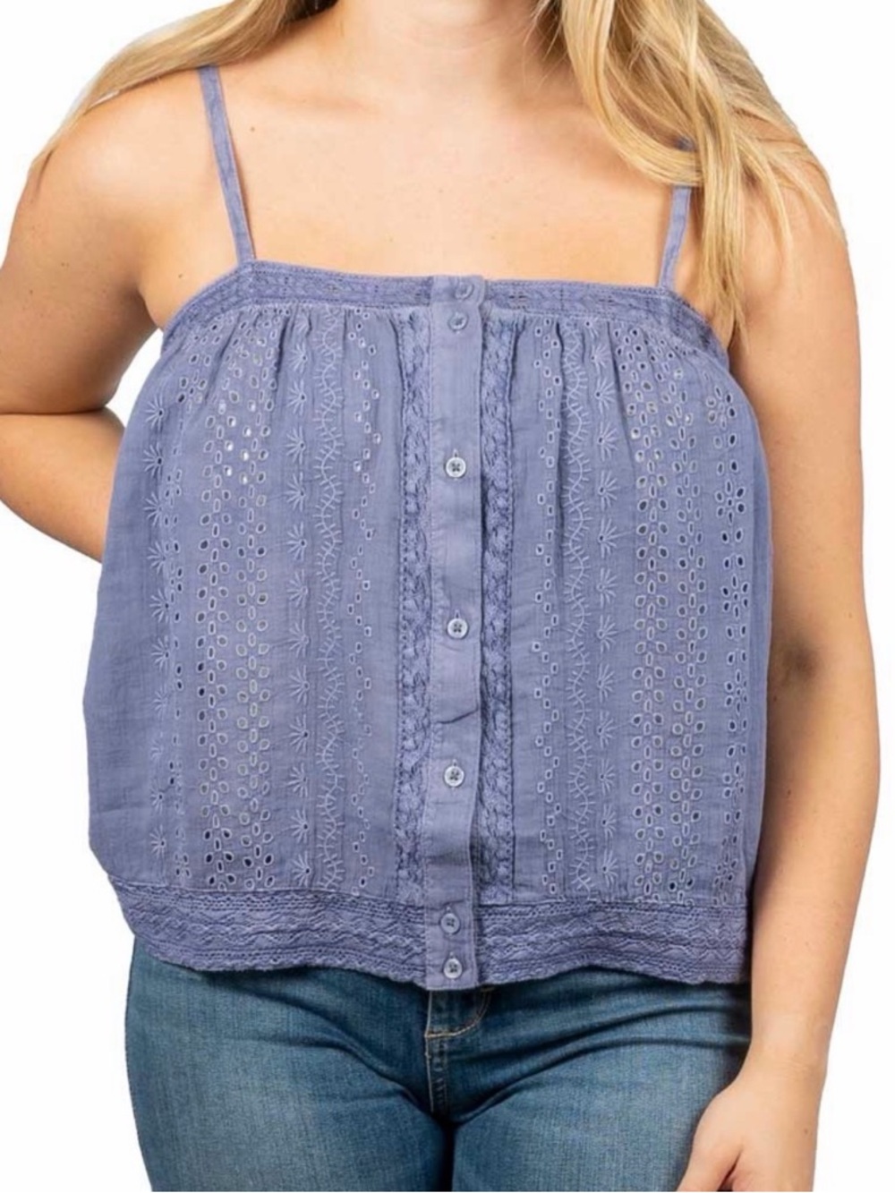 LUCKY BRAND BOHO LACE BUTTON FRONT CAMI casual tank Women’s Medium